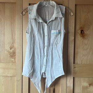 Timing White Sleeveless Button-Down Shirt